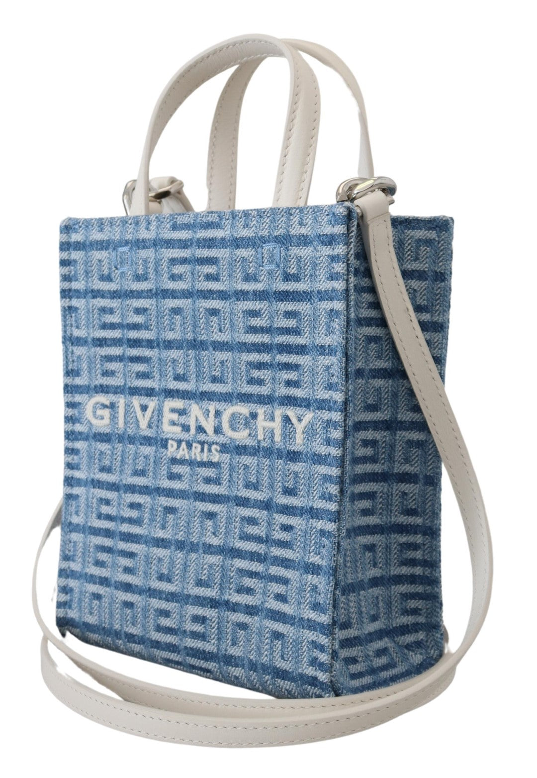 Givenchy Light Blue Coated Canvas Vertical Mini Shoulder Bag