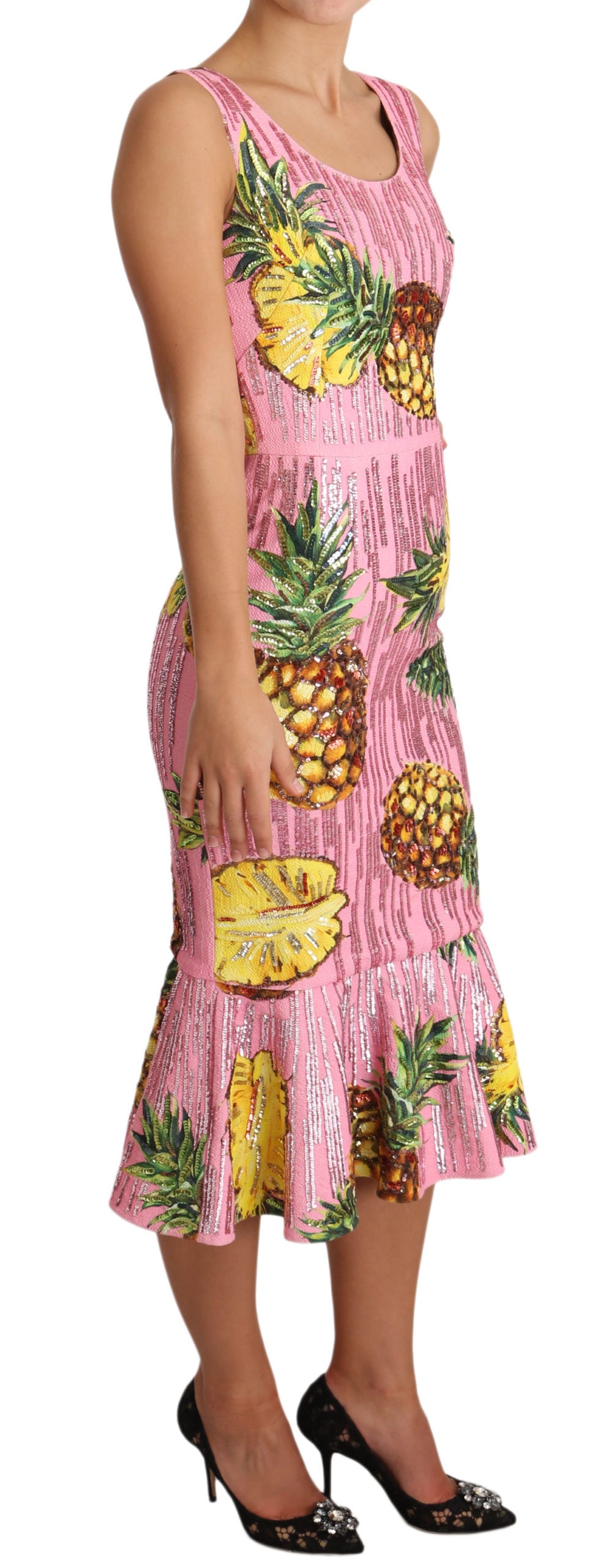 Dolce & Gabbana Pink Pineapple SPECIAL PIECE Midi Dress