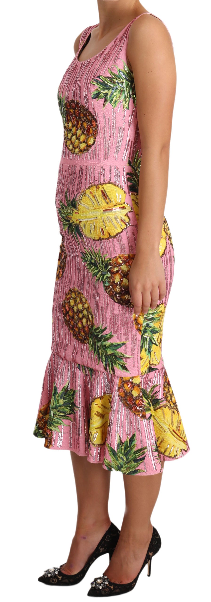 Dolce & Gabbana Pink Pineapple SPECIAL PIECE Midi Dress