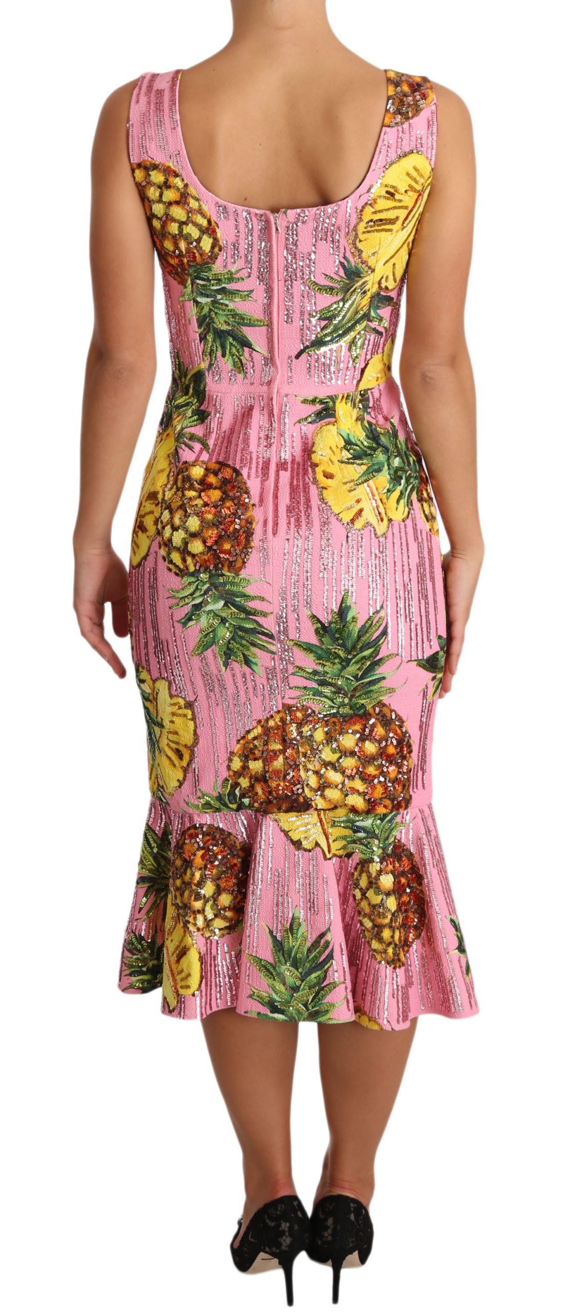 Dolce & Gabbana Pink Pineapple SPECIAL PIECE Midi Dress