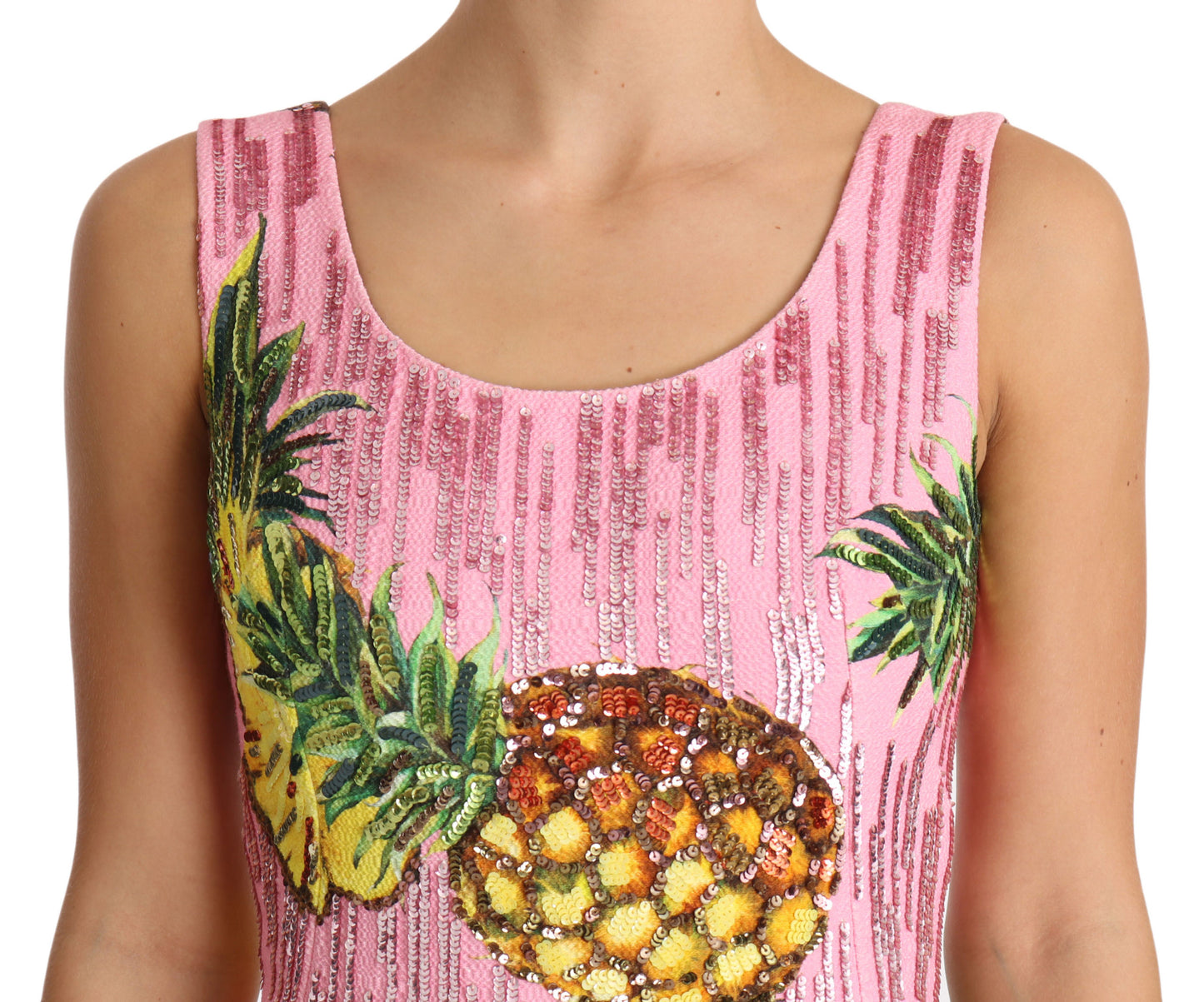 Dolce & Gabbana Pink Pineapple SPECIAL PIECE Midi Dress