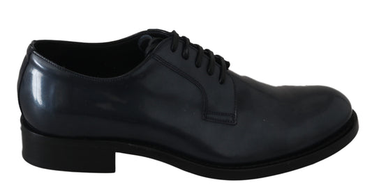 Dolce & Gabbana Blue Leather Derby Dress Formal Shoes