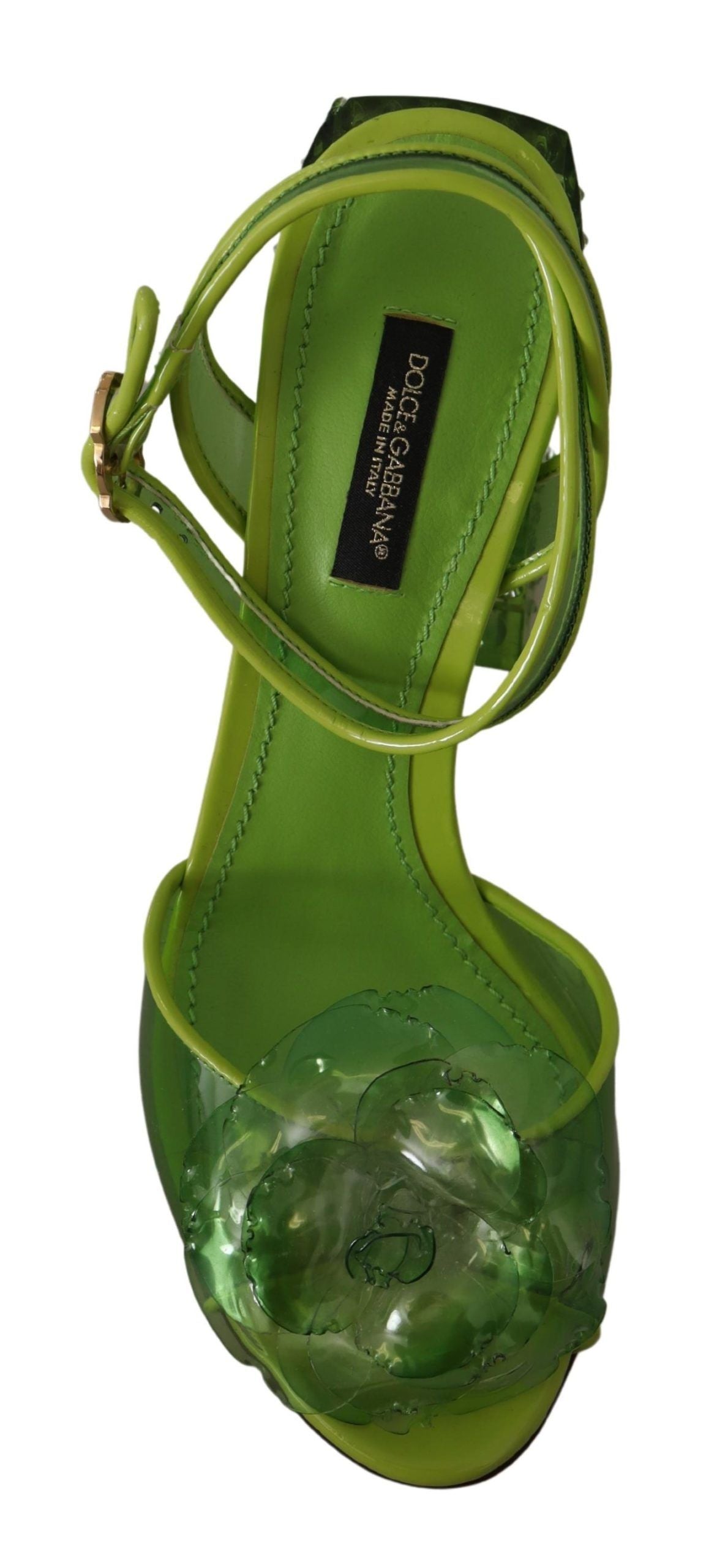 Dolce & Gabbana Green Plexi Crystal Sandals Heels Shoes