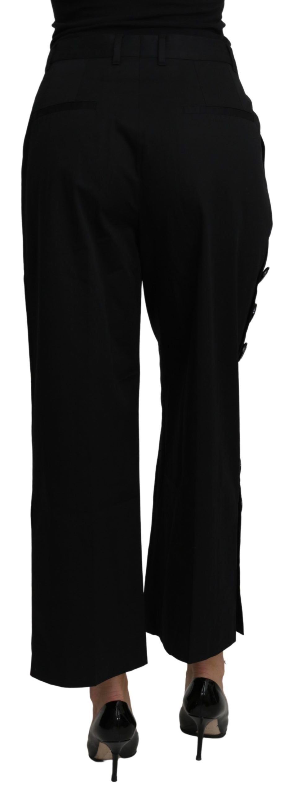 Dolce & Gabbana Black High Waist Cropped Cotton Stretch Pants