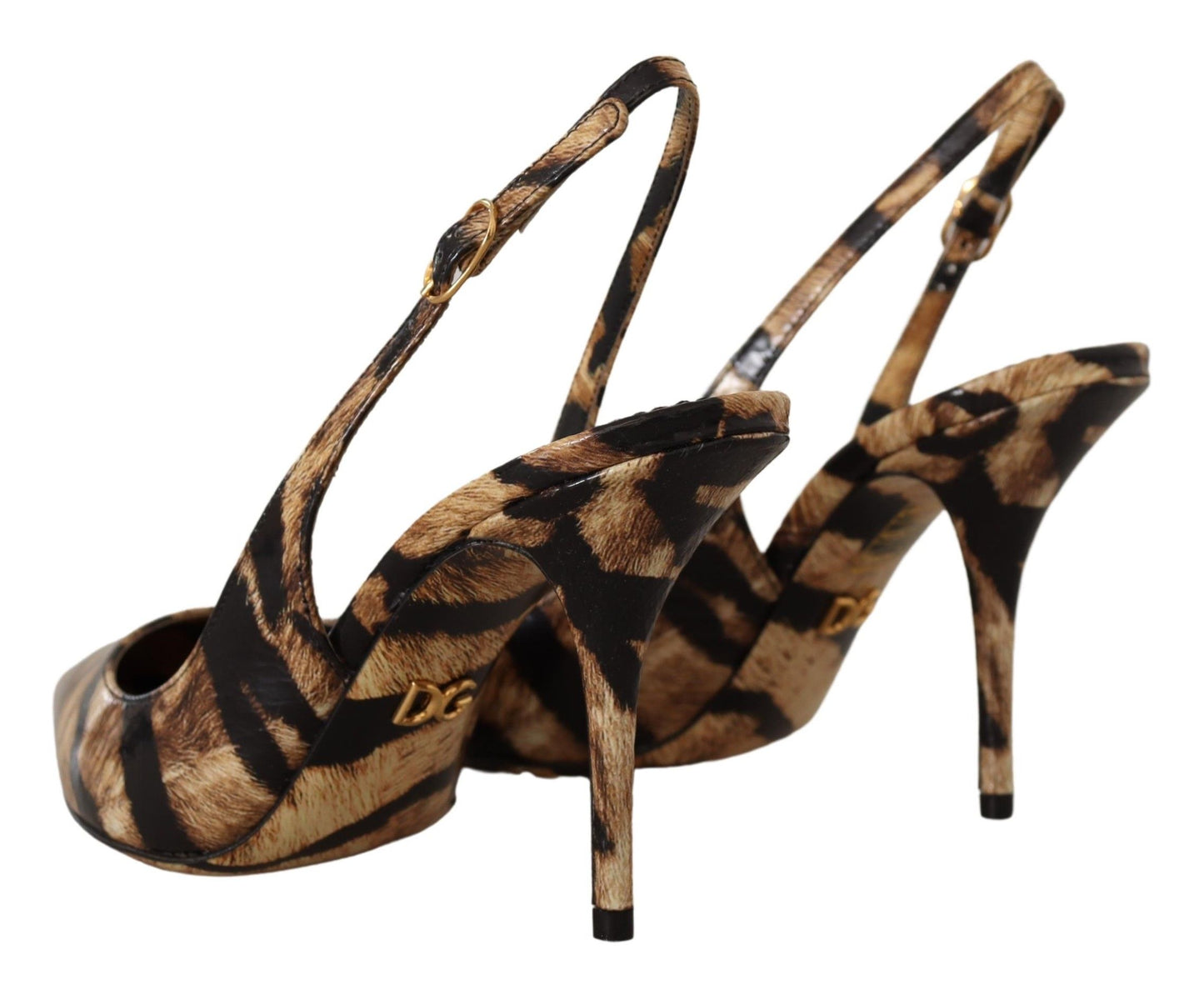 Dolce & Gabbana Brown Slingbacks Leather Tiger Shoes