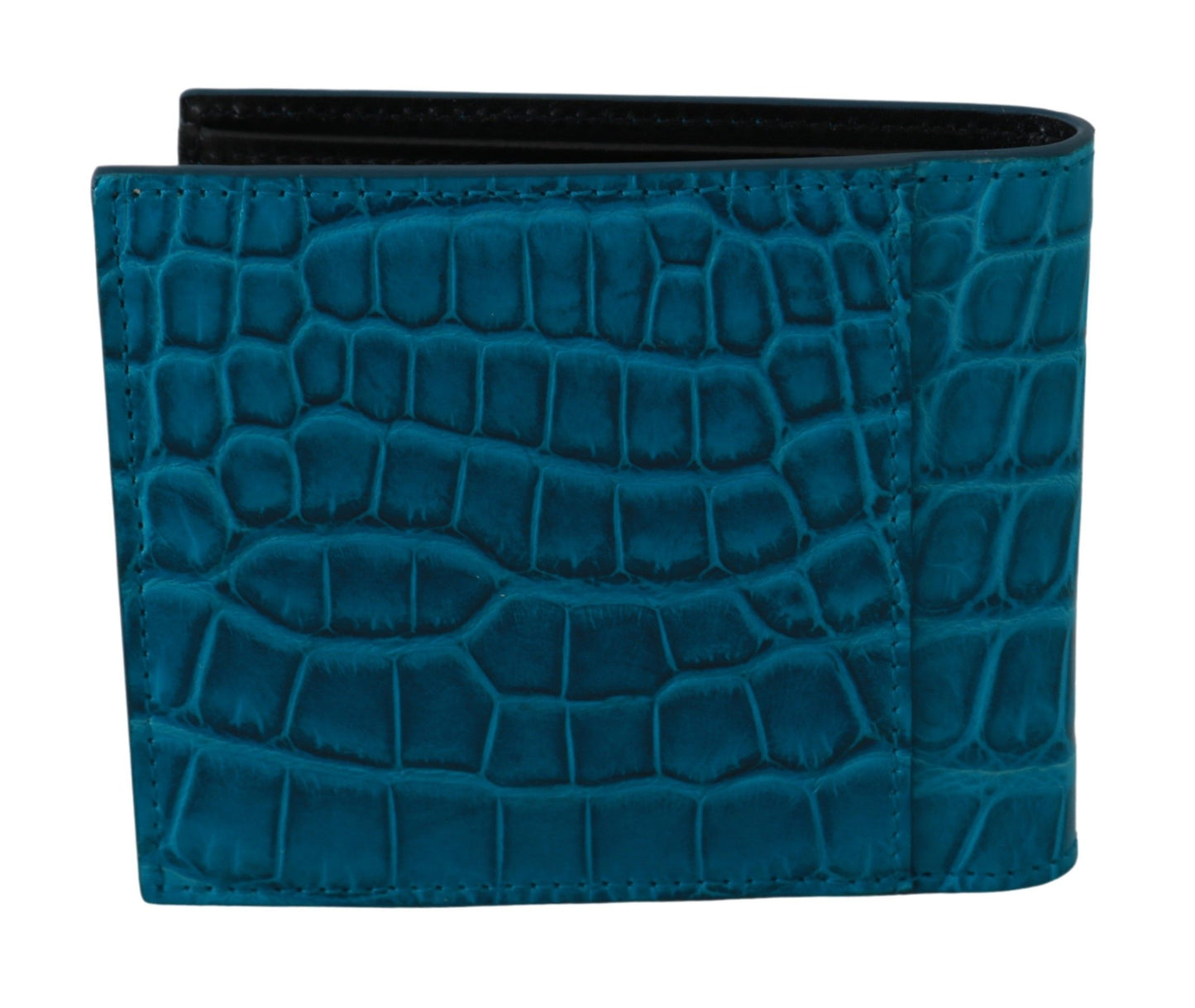 Dolce & Gabbana Blue Mens Card Holder Bifold Logo Exotic Skin Wallet