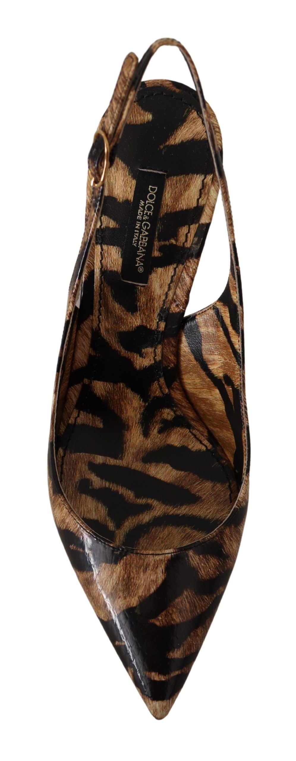 Dolce & Gabbana Brown Slingbacks Leather Tiger Shoes