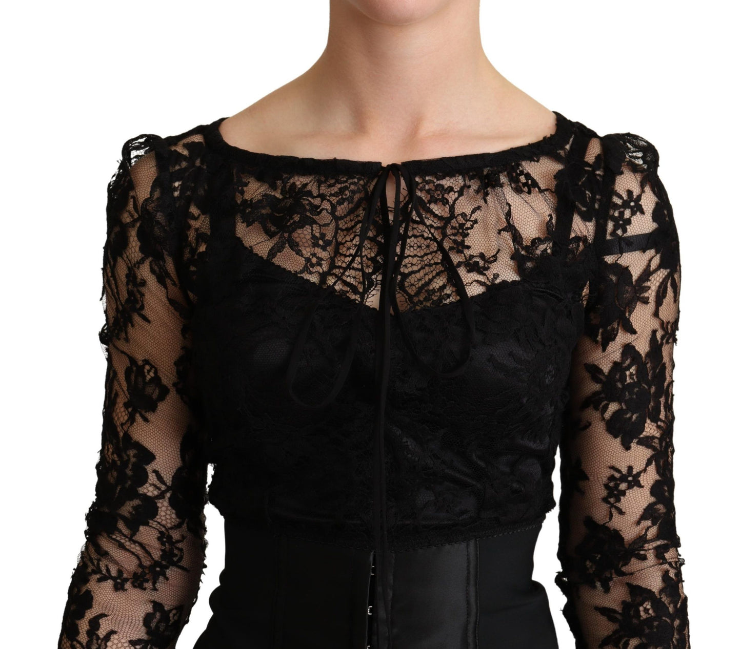 Dolce & Gabbana Black Fitted Lace Top Bodycon Mini Dress