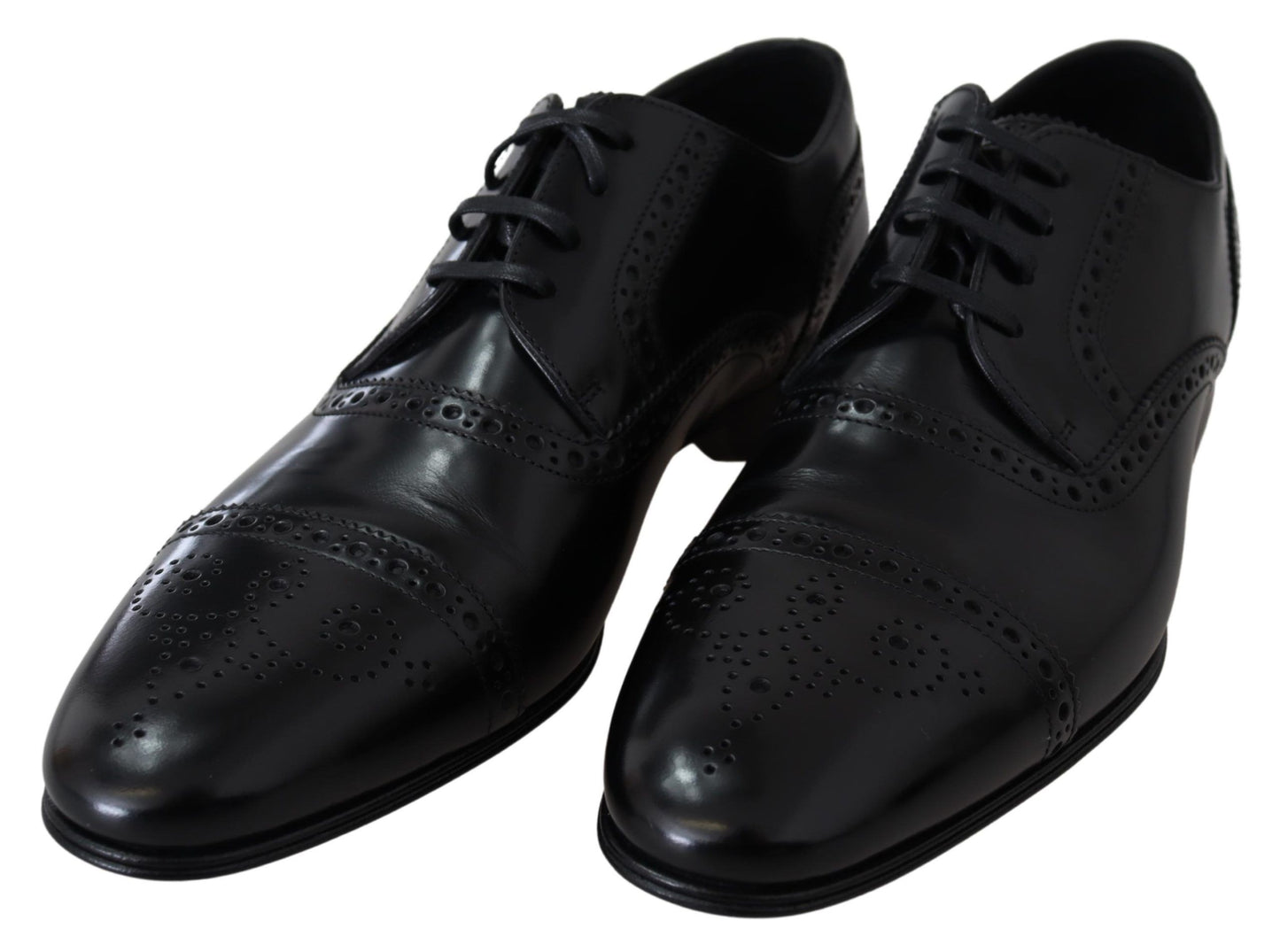 Dolce & Gabbana Black Leather Men Derby Formal Loafers Shoes