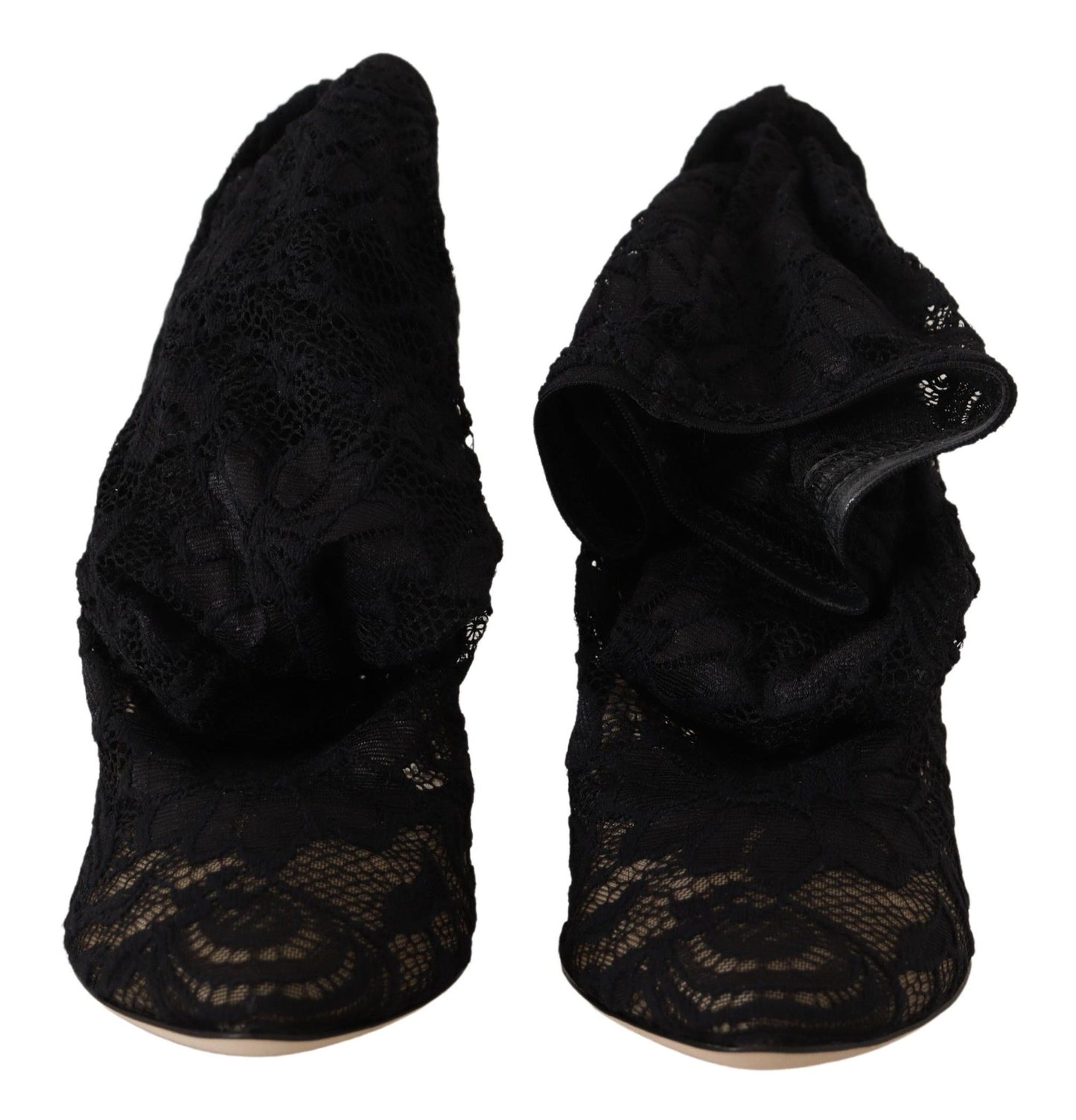 Dolce & Gabbana Black Stretch Socks Taormina Lace Boots