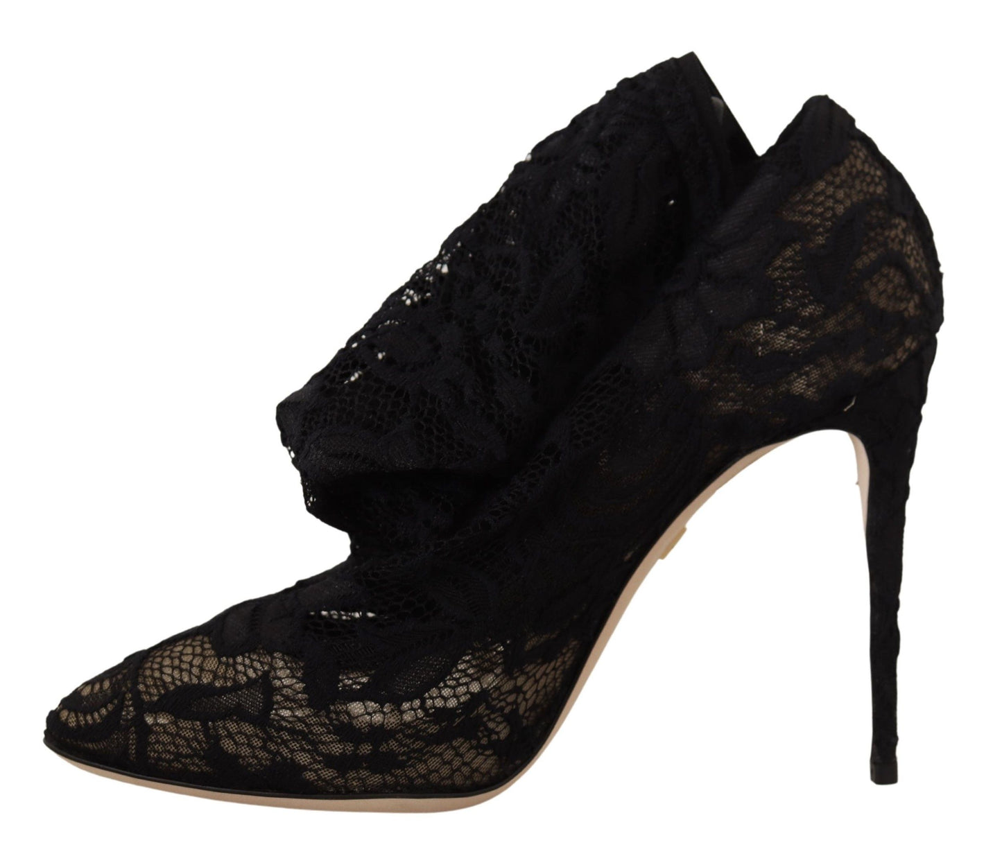 Dolce & Gabbana Black Stretch Socks Taormina Lace Boots