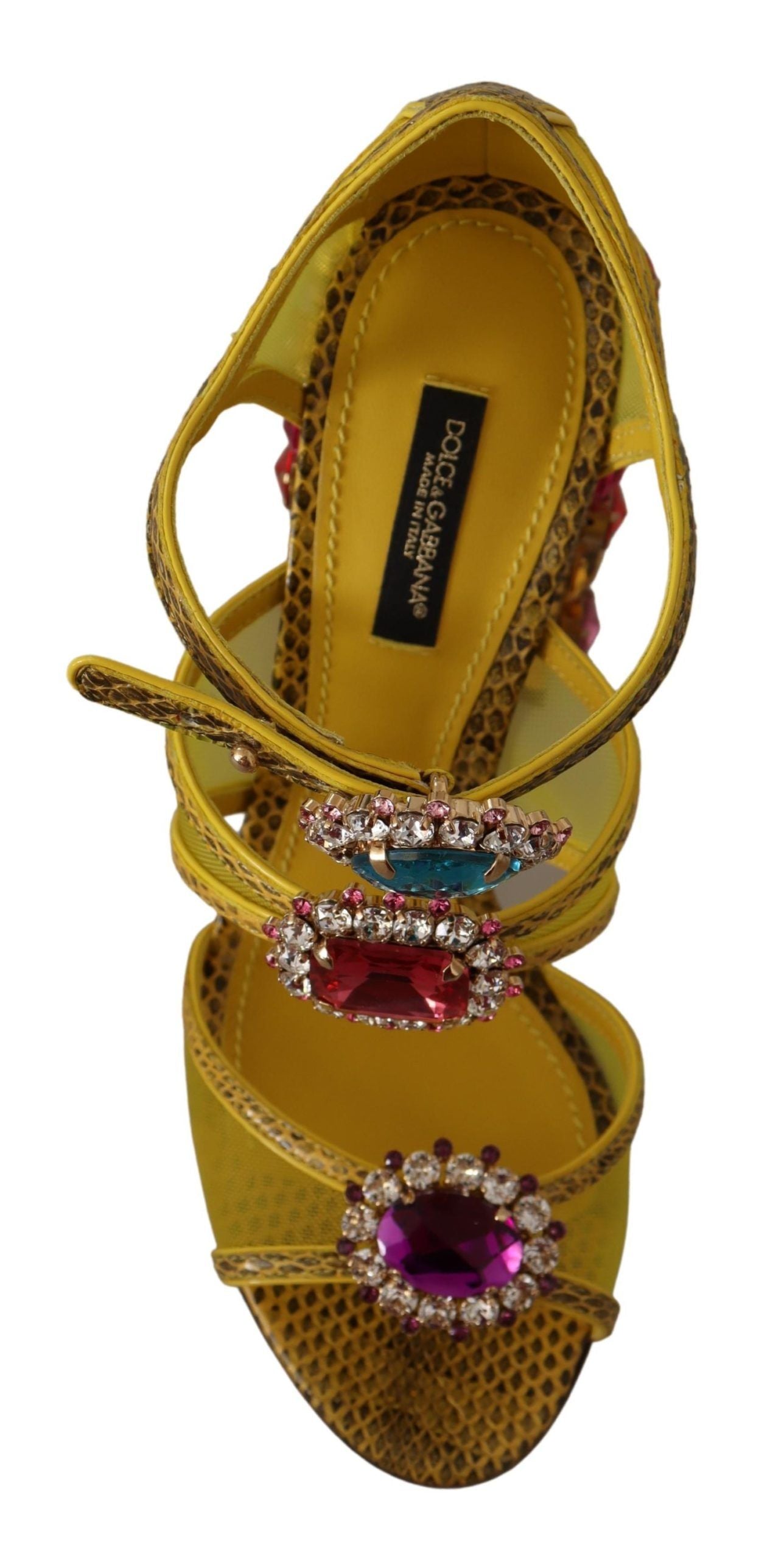 Dolce & Gabbana Yellow Leather Crystal Ayers Sandals Shoes