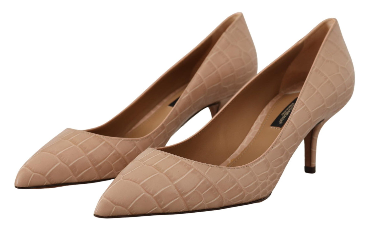 Dolce & Gabbana Beige Leather Pointed Heels Pumps Shoes