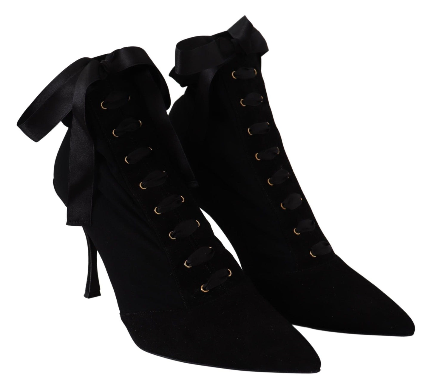 Dolce & Gabbana Black Stretch Short Ankle Boots Shoes