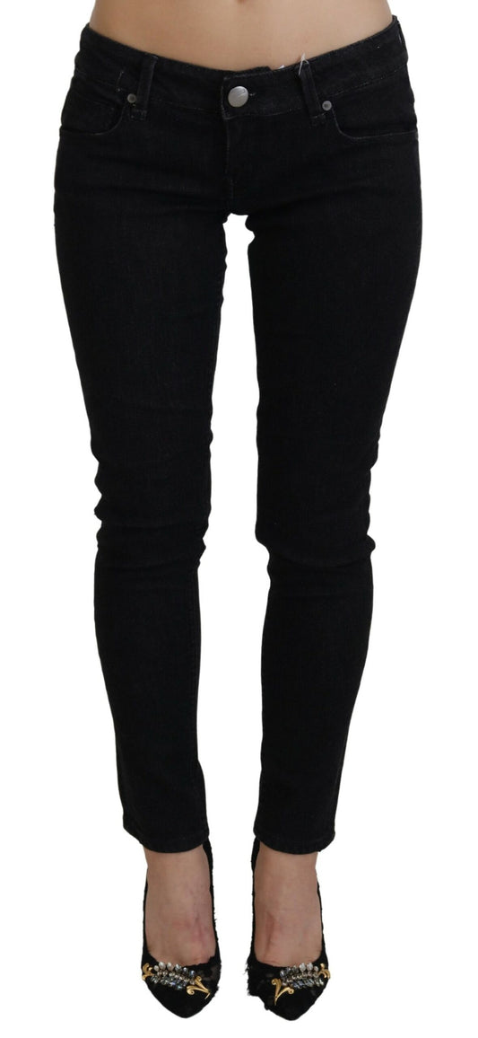 Acht Black Low Waist Slim Fit Cotton Denim Jeans