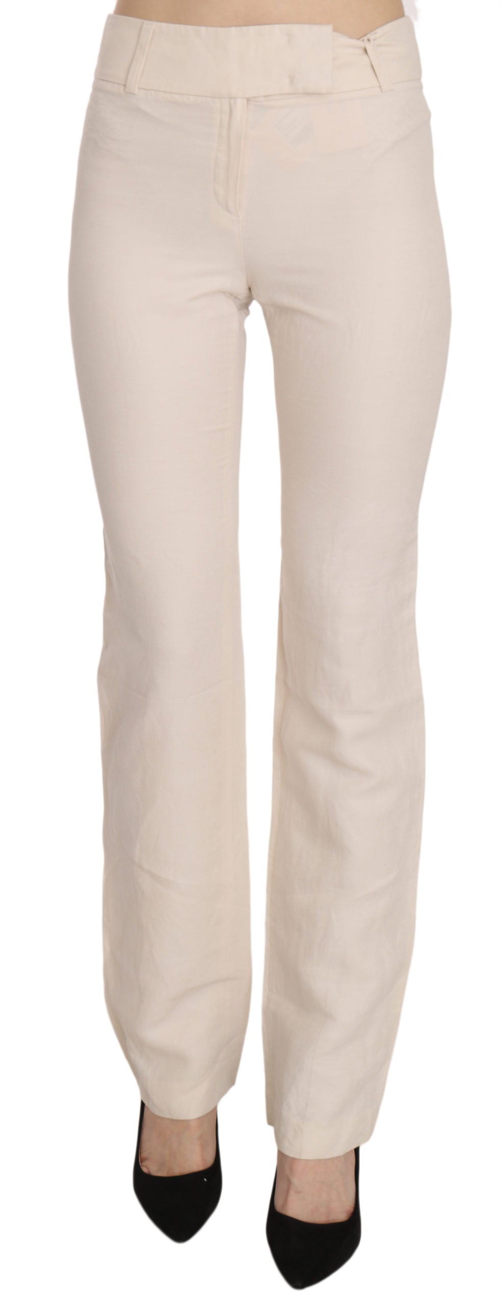 LAUREL White High Waist Silk Blend Flared Dress Trousers Pants