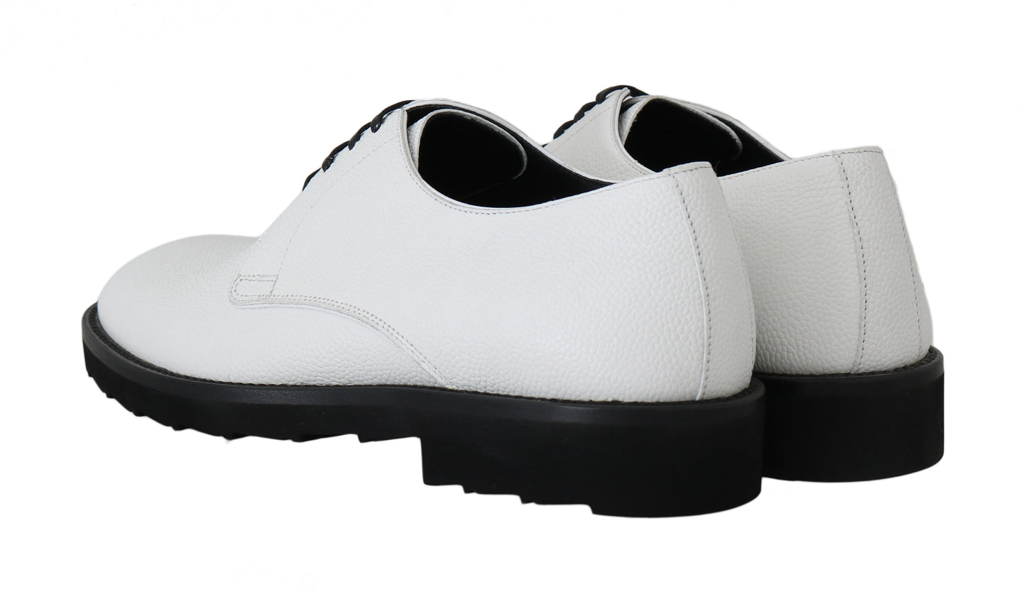 Dolce & Gabbana White Leather Derby Dress Formal Shoes