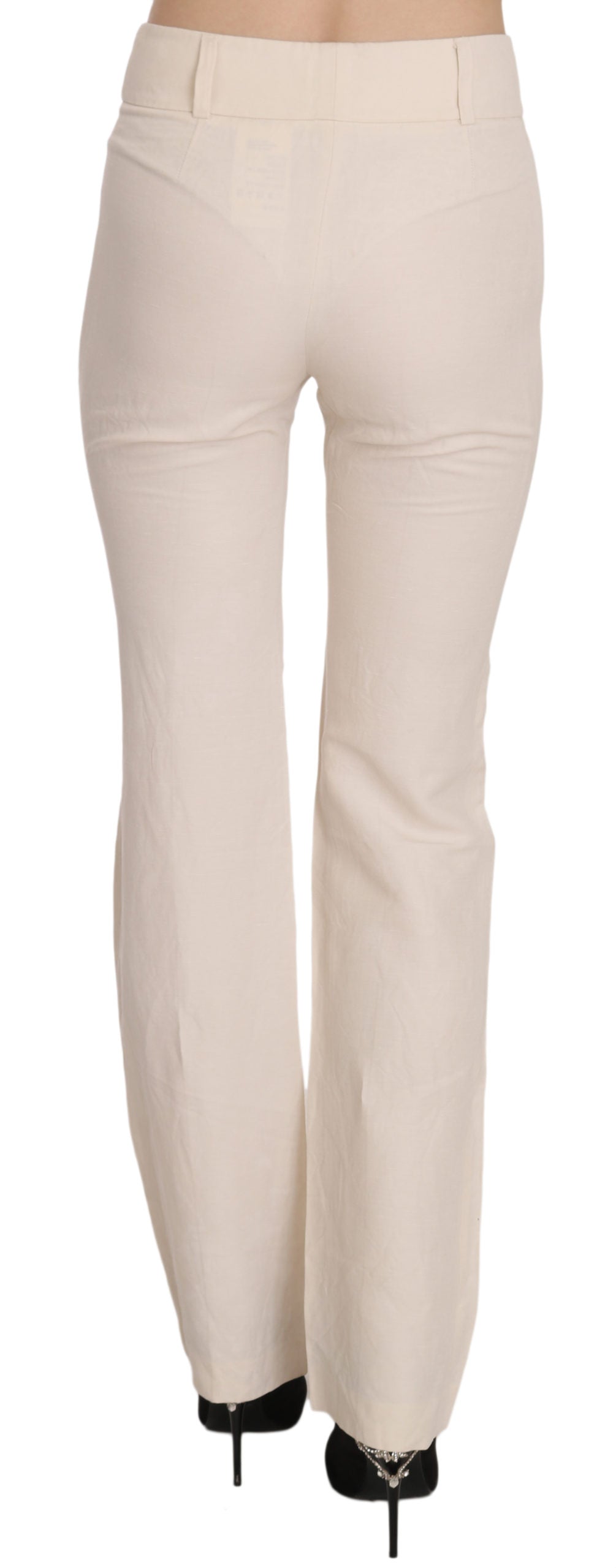 LAUREL White High Waist Silk Blend Flared Dress Trousers Pants