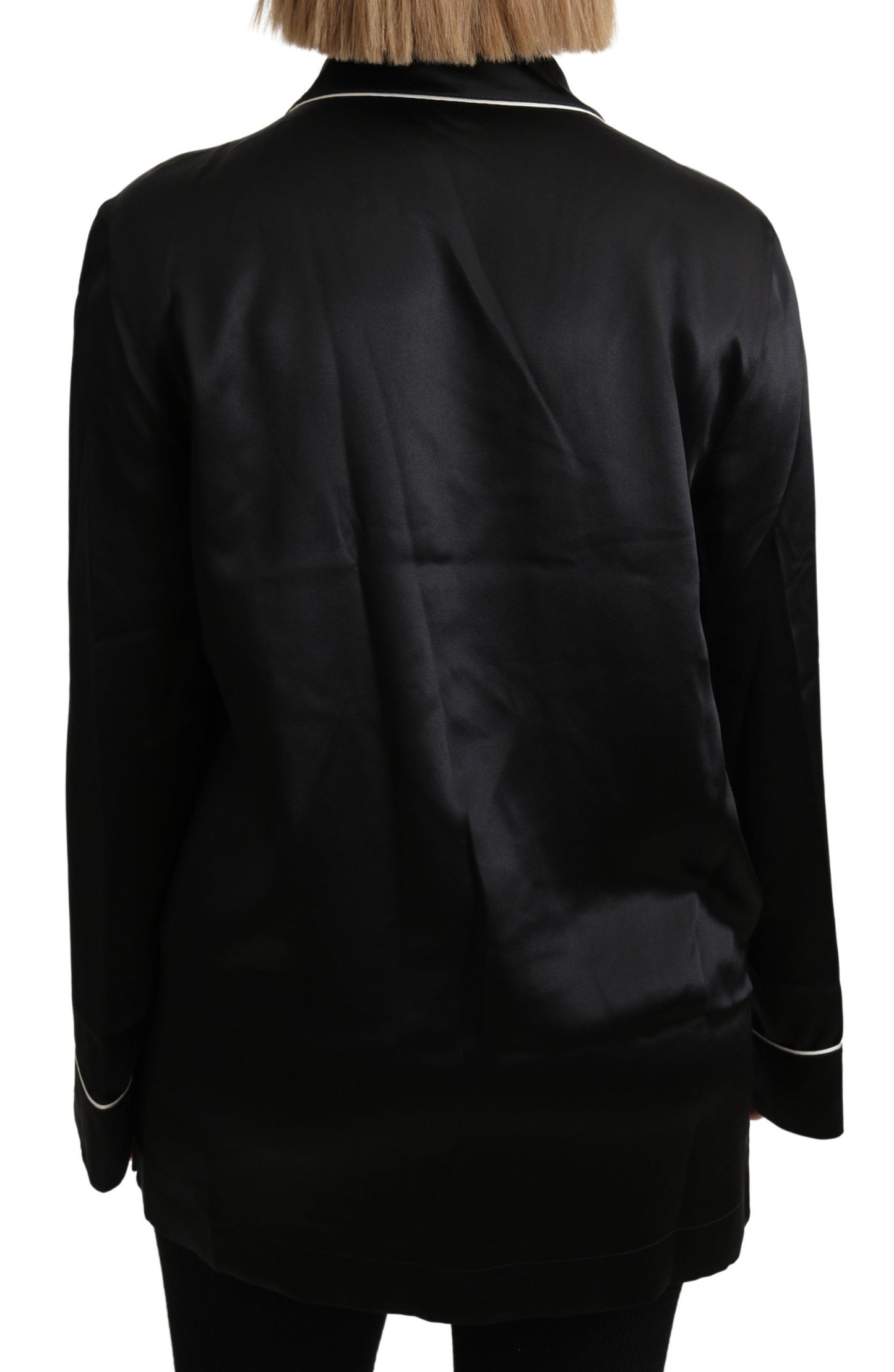 Dolce & Gabbana Black Shirt Silk Stretch Top Blouse