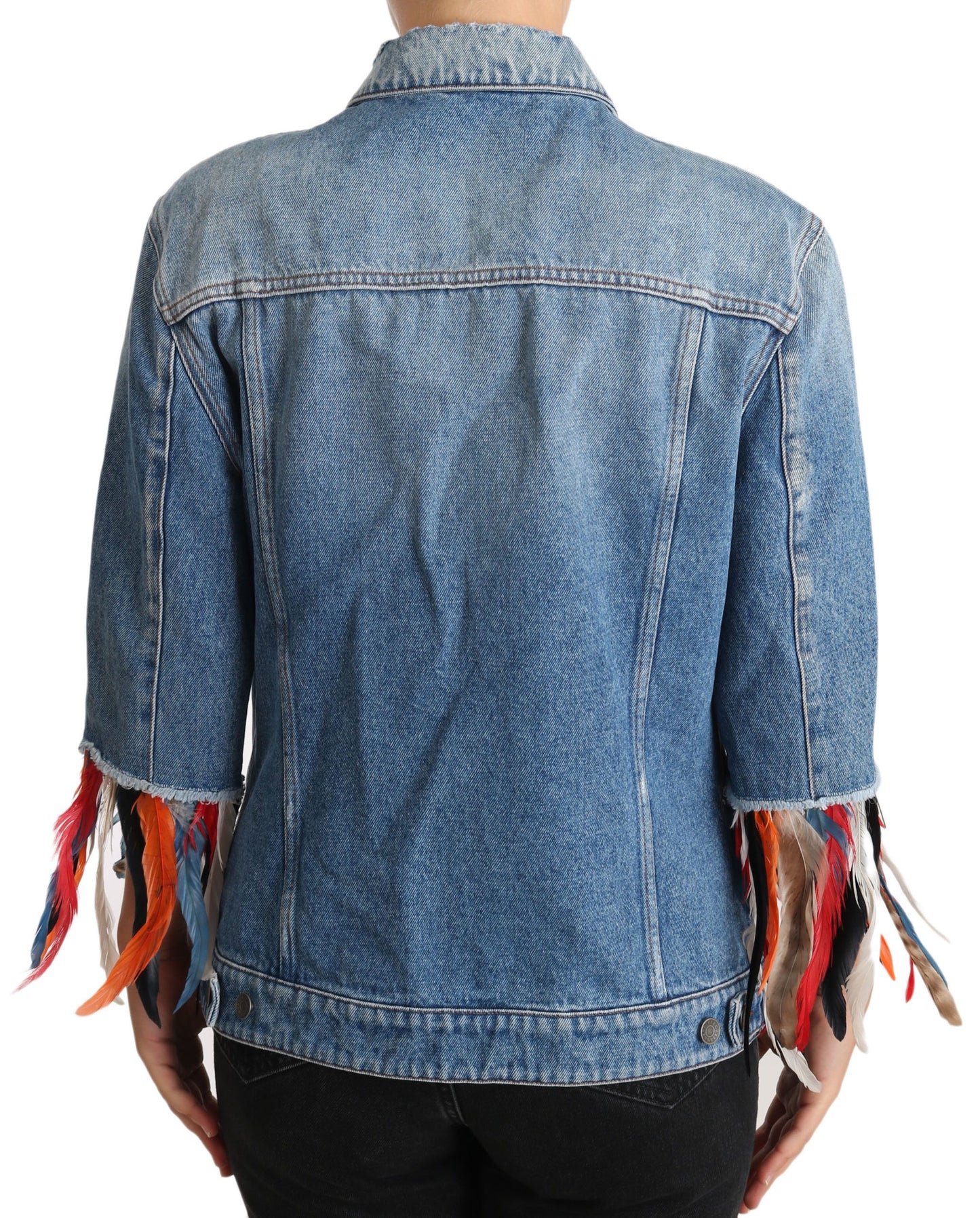 Dolce & Gabbana DENIM Blue Jeans Feather Floral Jacket