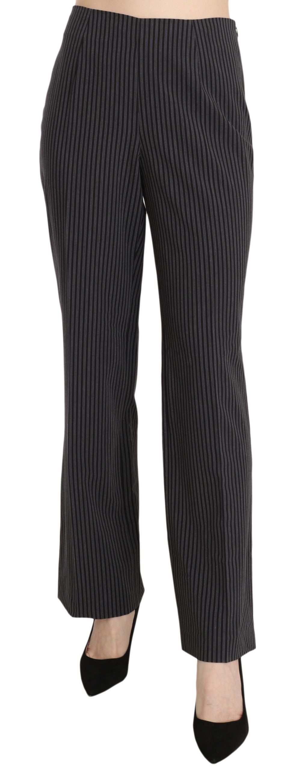 BENCIVENGA Black Striped Cotton Sretch Dress Trousers Pants