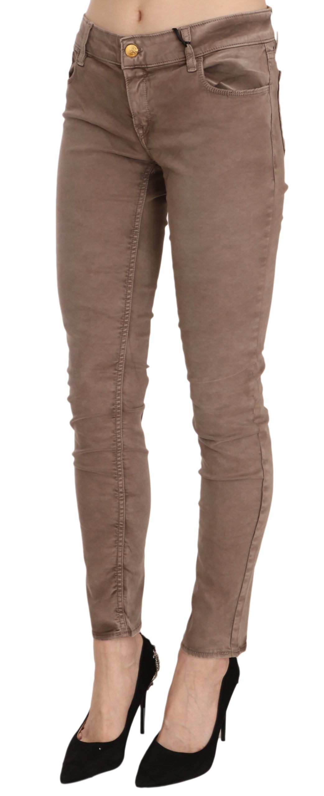 CYCLE Brown Low Waist Slim Fit Skinny Pants