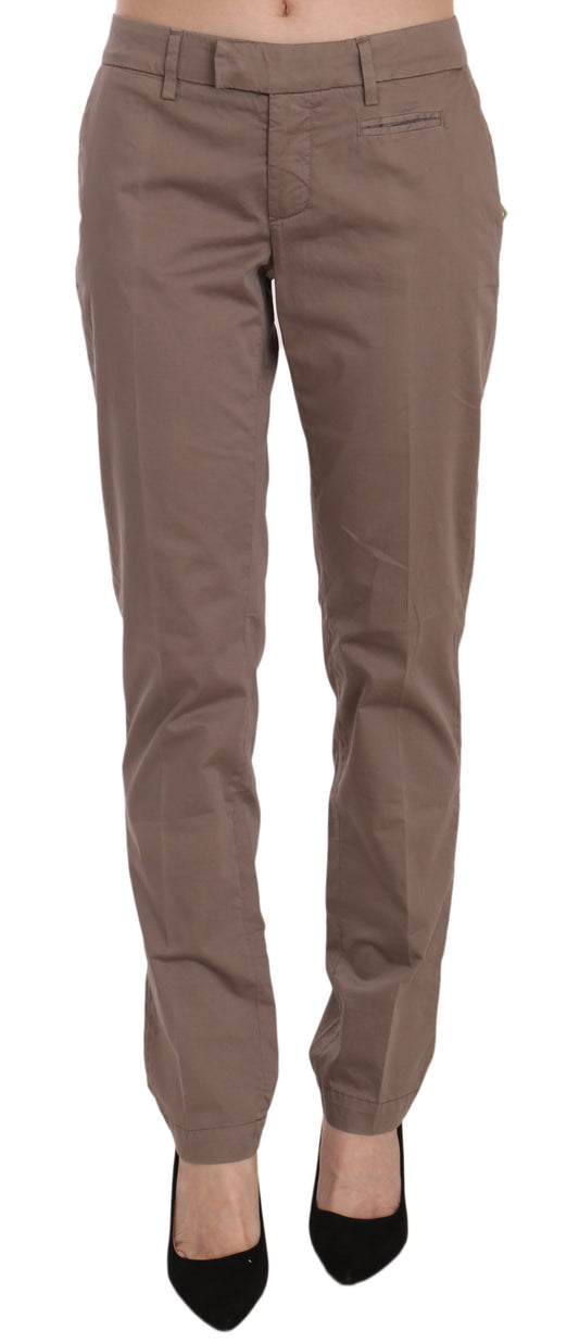 Dondup Brown Low Waist Straight Cut Trouser Pant