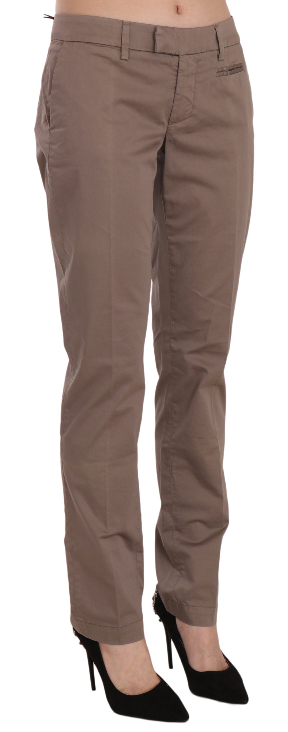 Dondup Brown Low Waist Straight Cut Trouser Pant