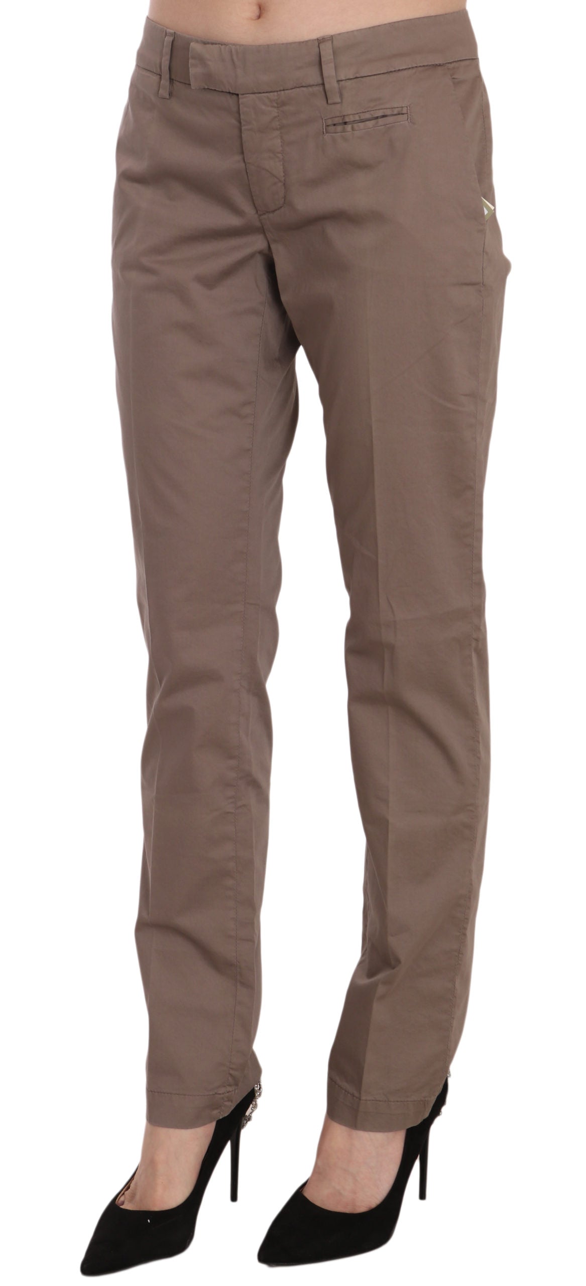 Dondup Brown Low Waist Straight Cut Trouser Pant