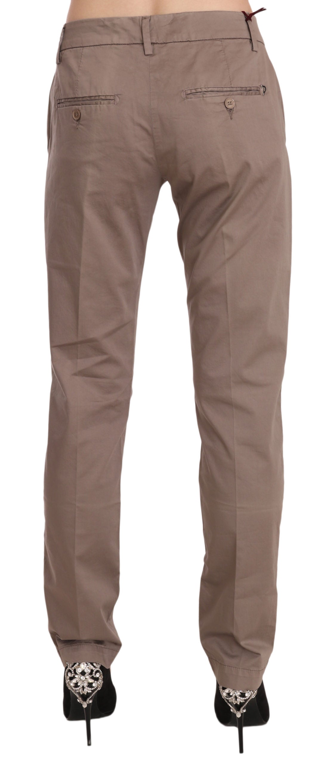 Dondup Brown Low Waist Straight Cut Trouser Pant