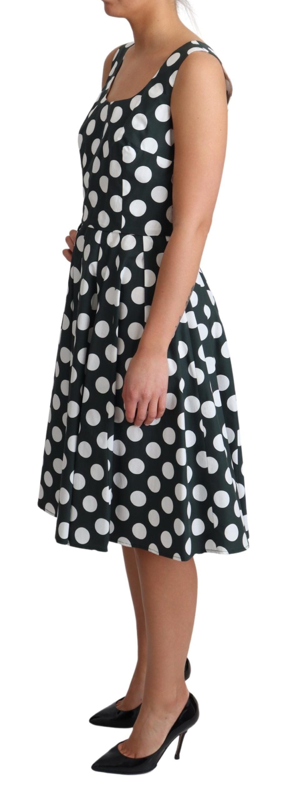 Dolce & Gabbana Green Polka Dotted Cotton A-Line Dress