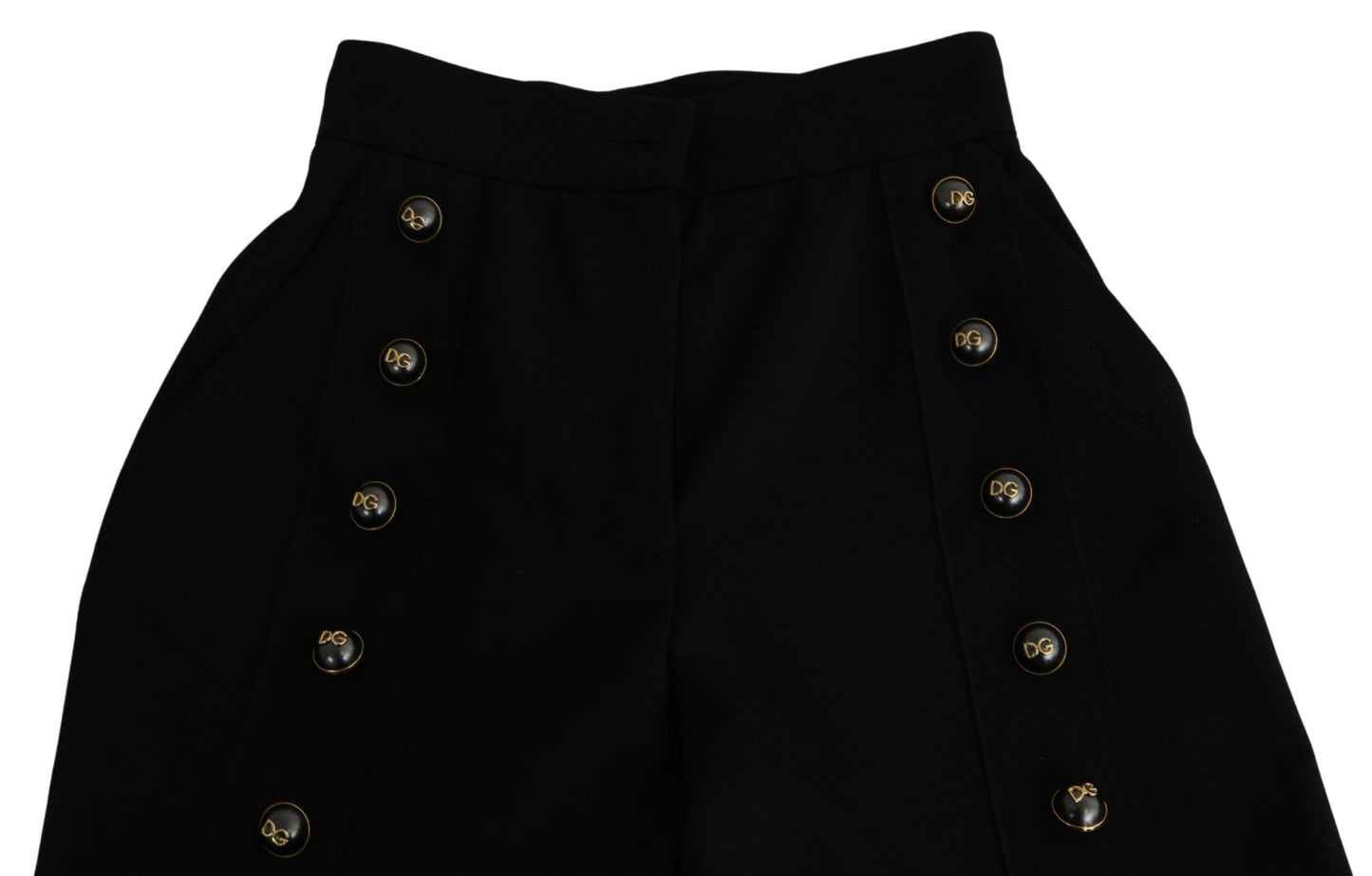 Dolce & Gabbana Black Wide Wool Leg Cropped Trouser Pant