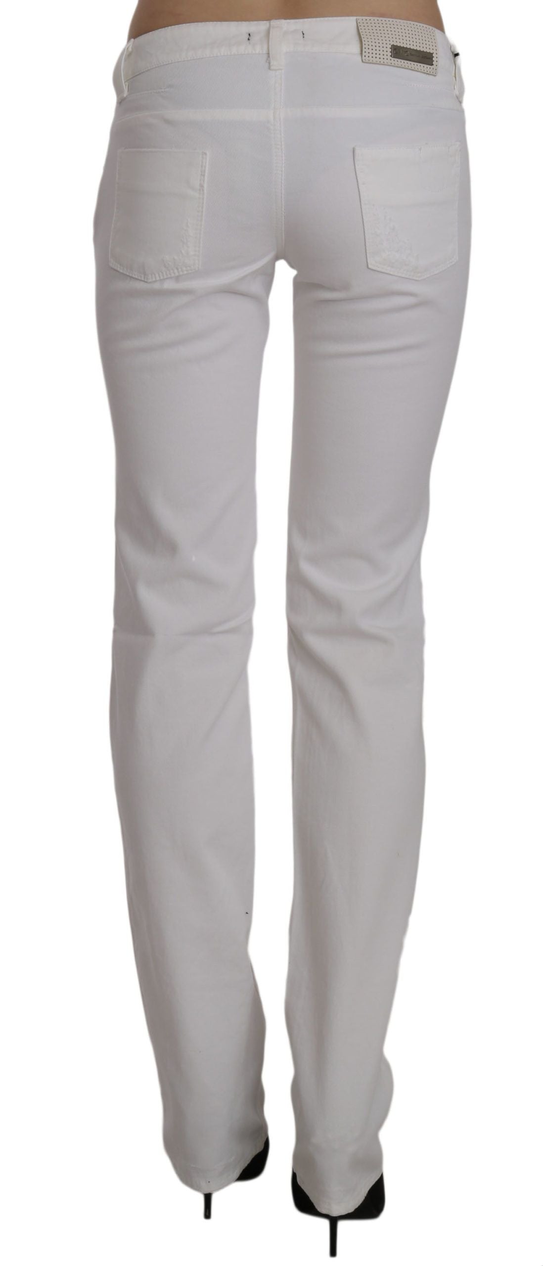 Costume National White Cotton Slim Fit Straight Jeans Pants