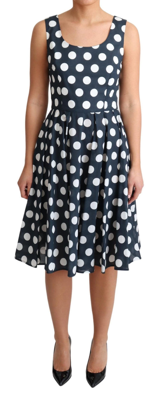 Dolce & Gabbana Blue Polka Dotted Cotton A-Line Dress