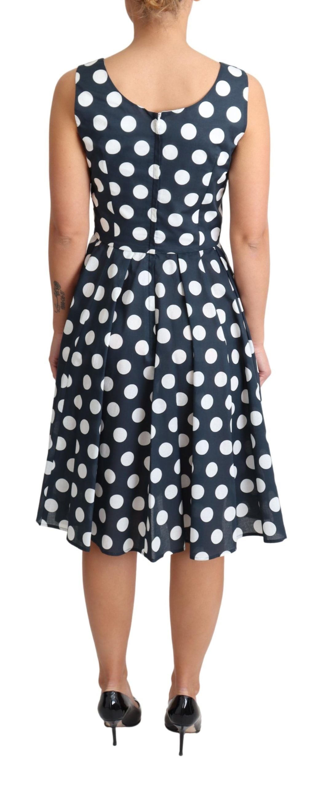 Dolce & Gabbana Blue Polka Dotted Cotton A-Line Dress