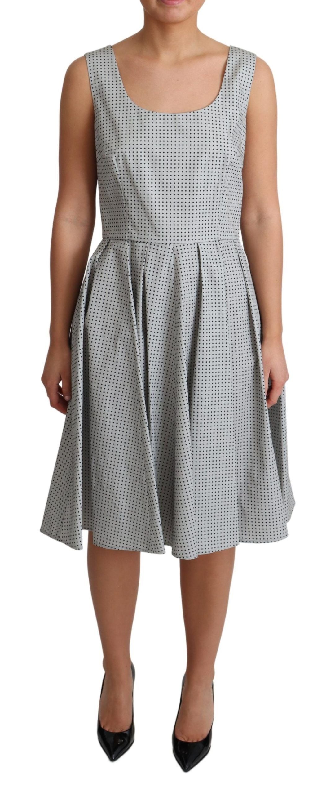 Dolce & Gabbana Gray Polka Dotted Cotton A-Line Dress