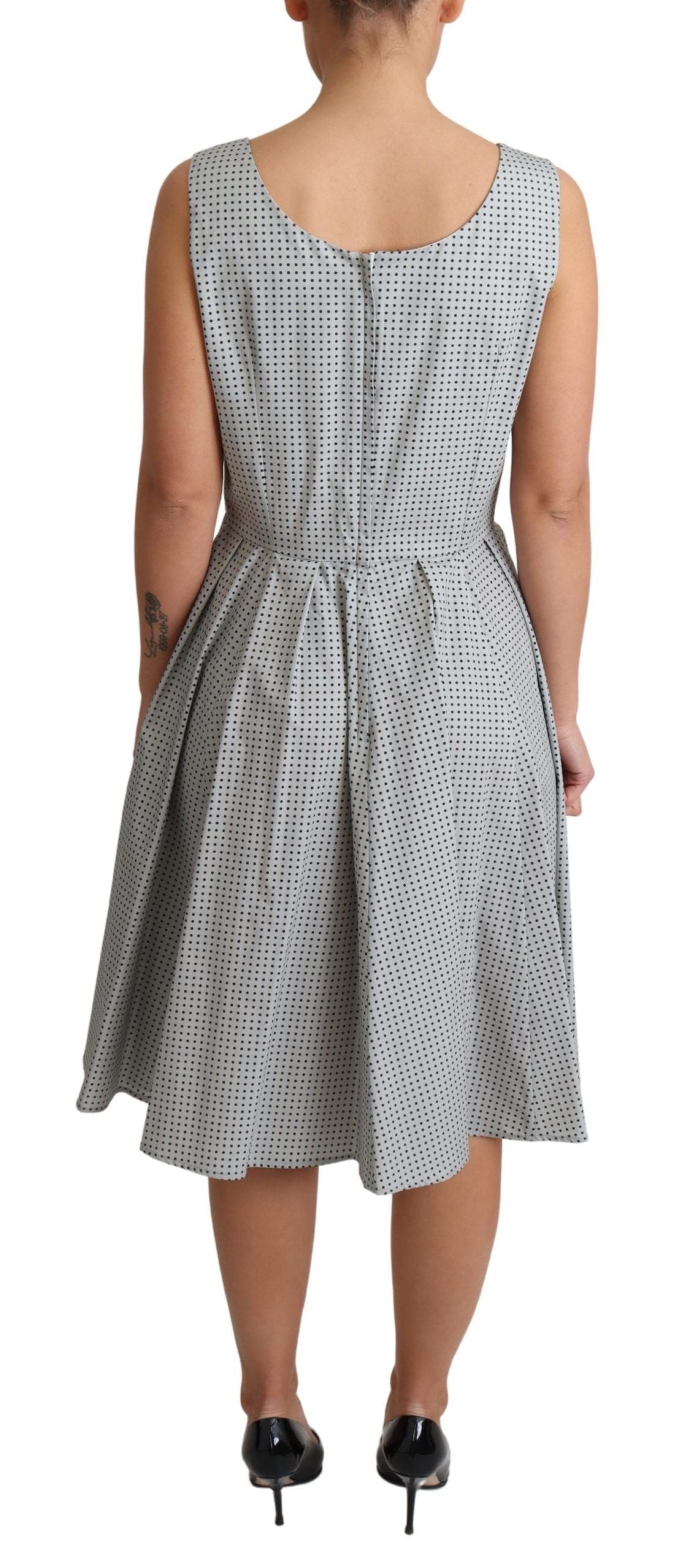 Dolce & Gabbana Gray Polka Dotted Cotton A-Line Dress