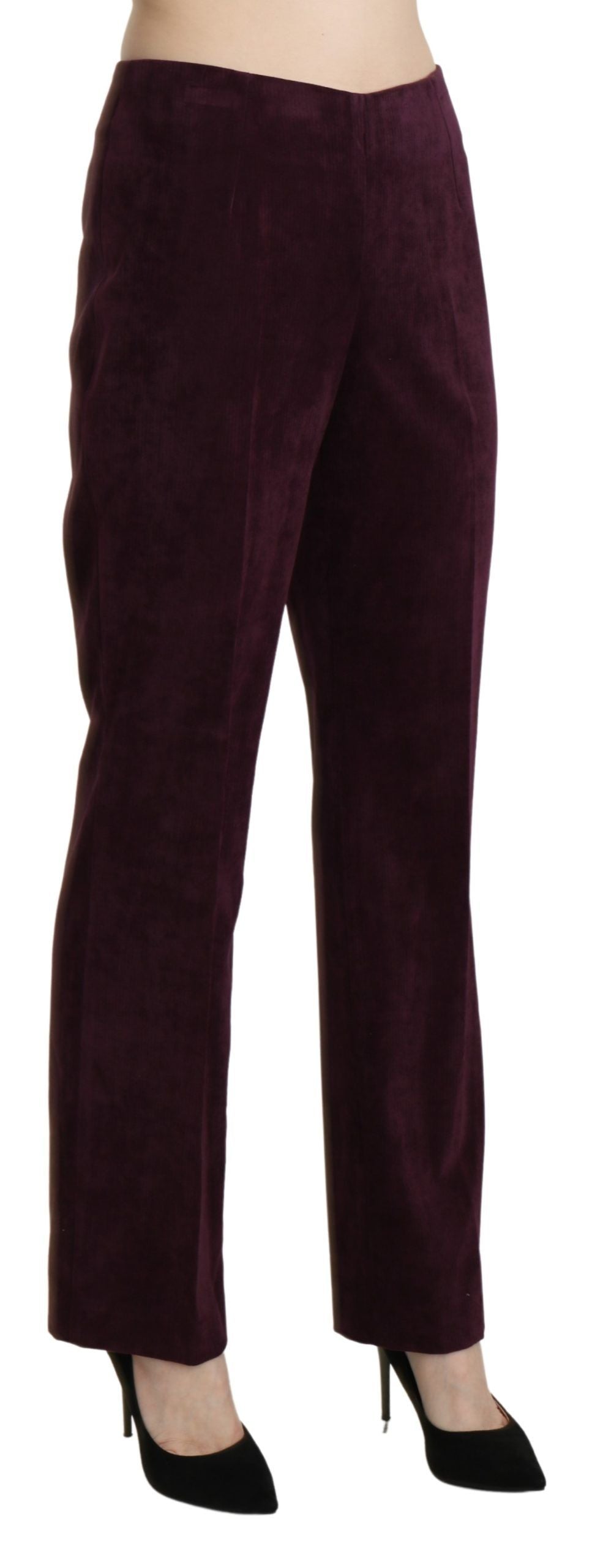 BENCIVENGA Purple Suede High Waist Straight Trouser Pants