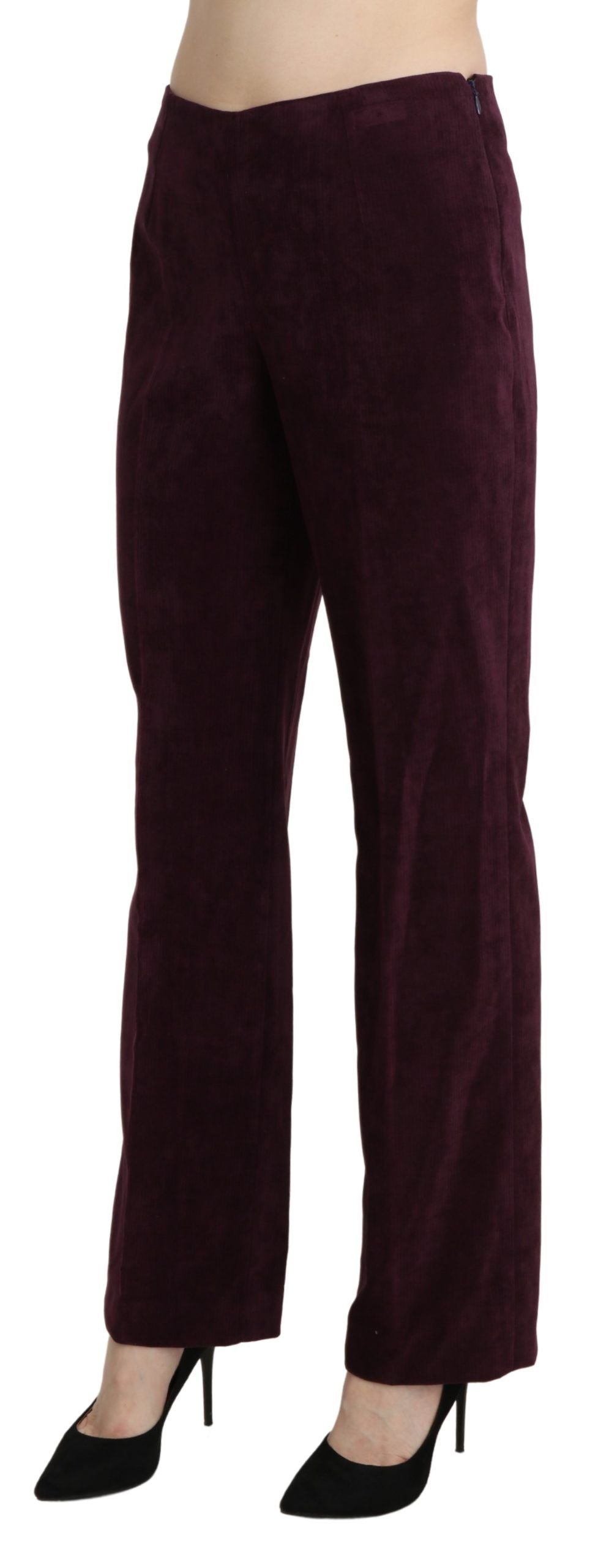 BENCIVENGA Purple Suede High Waist Straight Trouser Pants