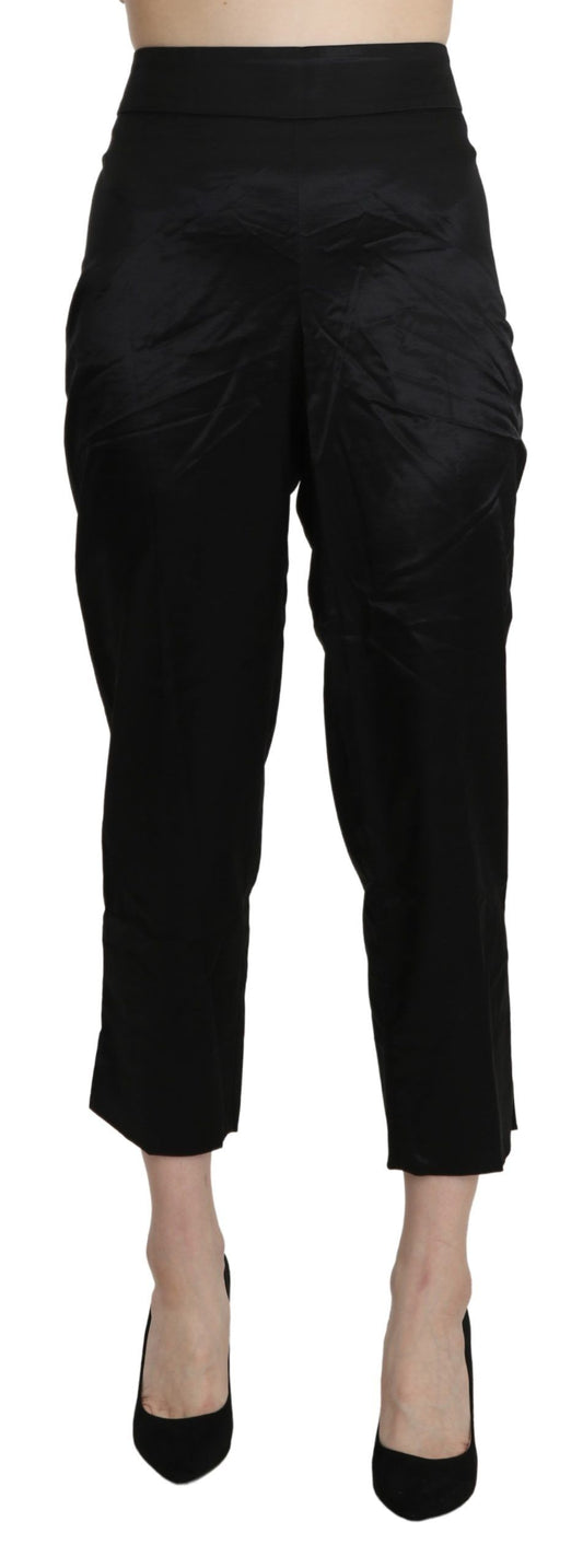 BENCIVENGA Black High Waist Straight Cropped Dress Trouser Pants