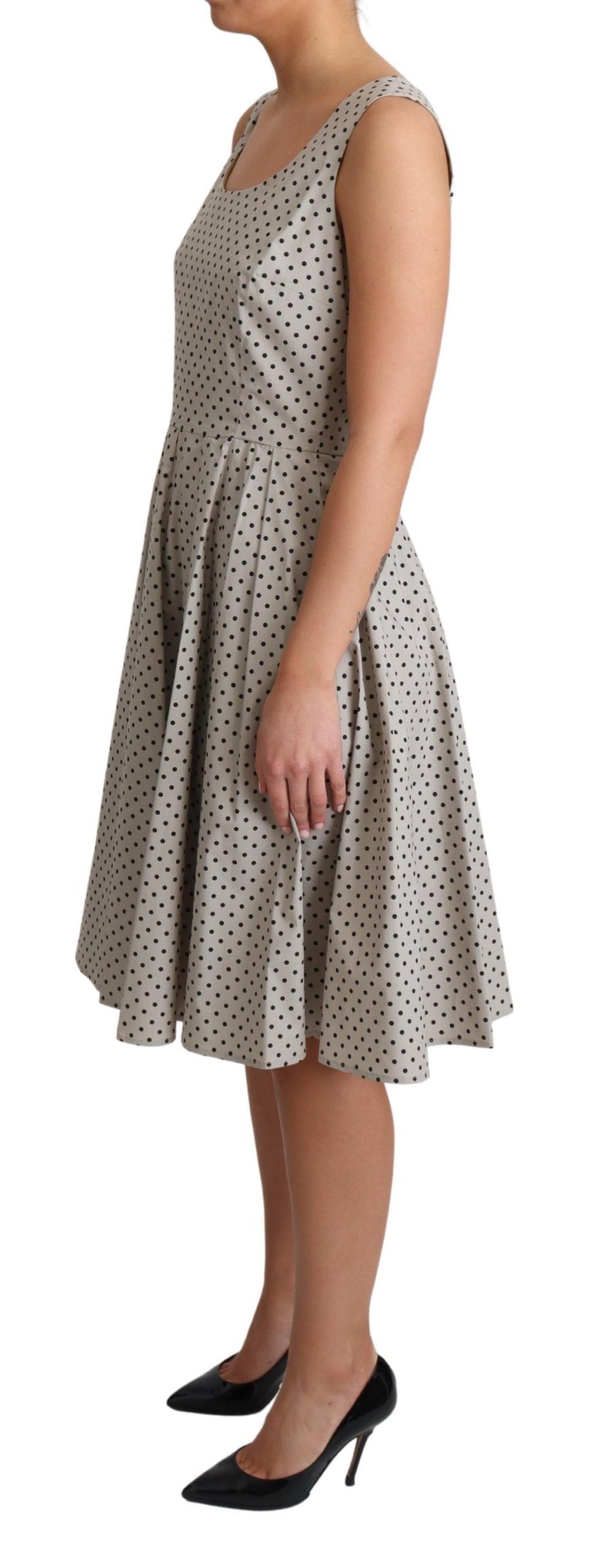 Dolce & Gabbana Beige Polka Dotted Cotton A-Line Dress