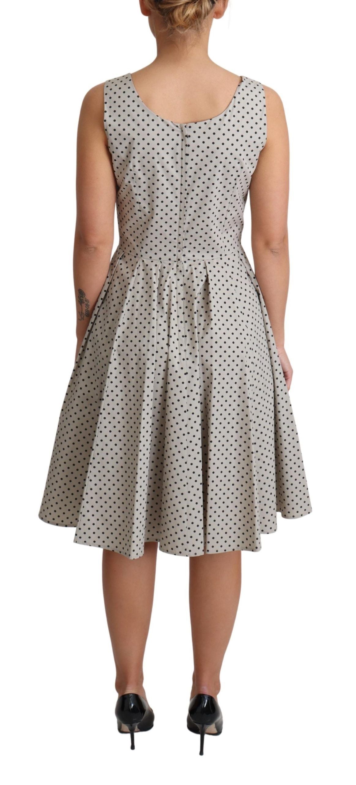 Dolce & Gabbana Beige Polka Dotted Cotton A-Line Dress