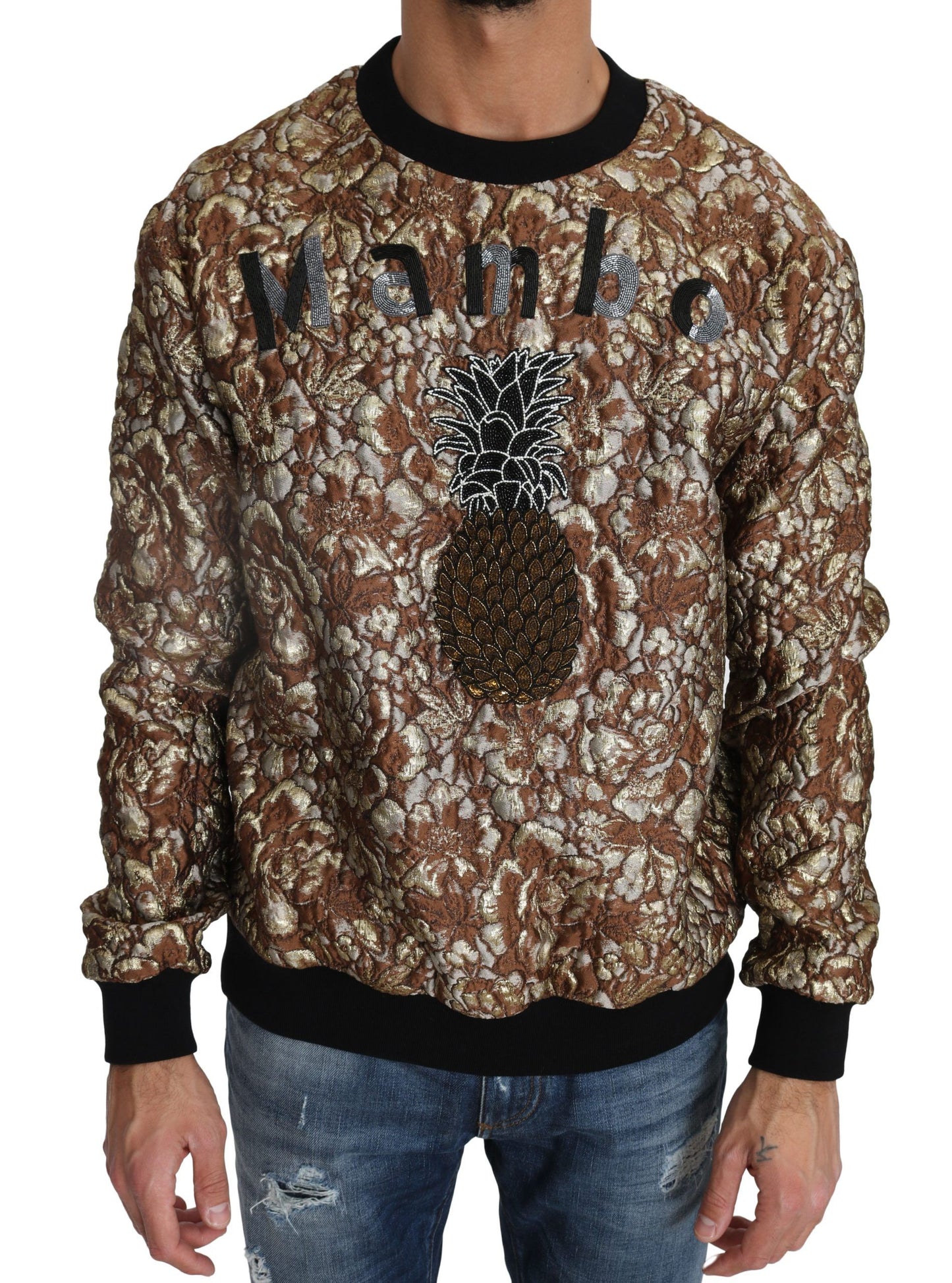 Dolce & Gabbana Multicolor MAMBO Jacquard Pineapple Pullover Sweater