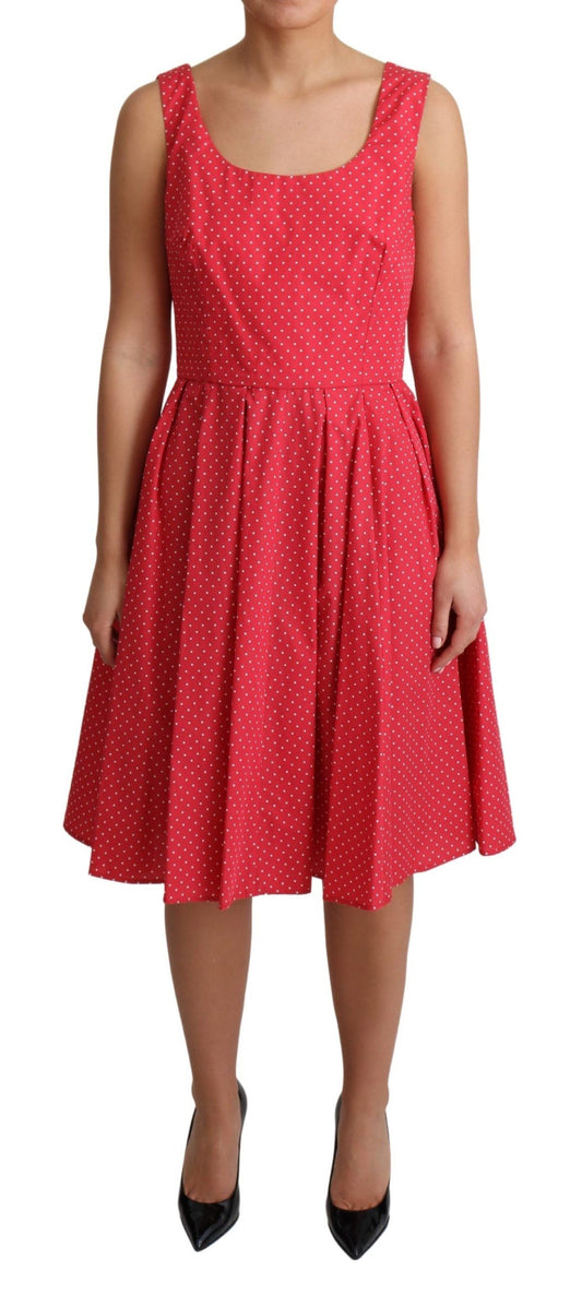 Dolce & Gabbana Red Polka Dotted Cotton A-Line Dress