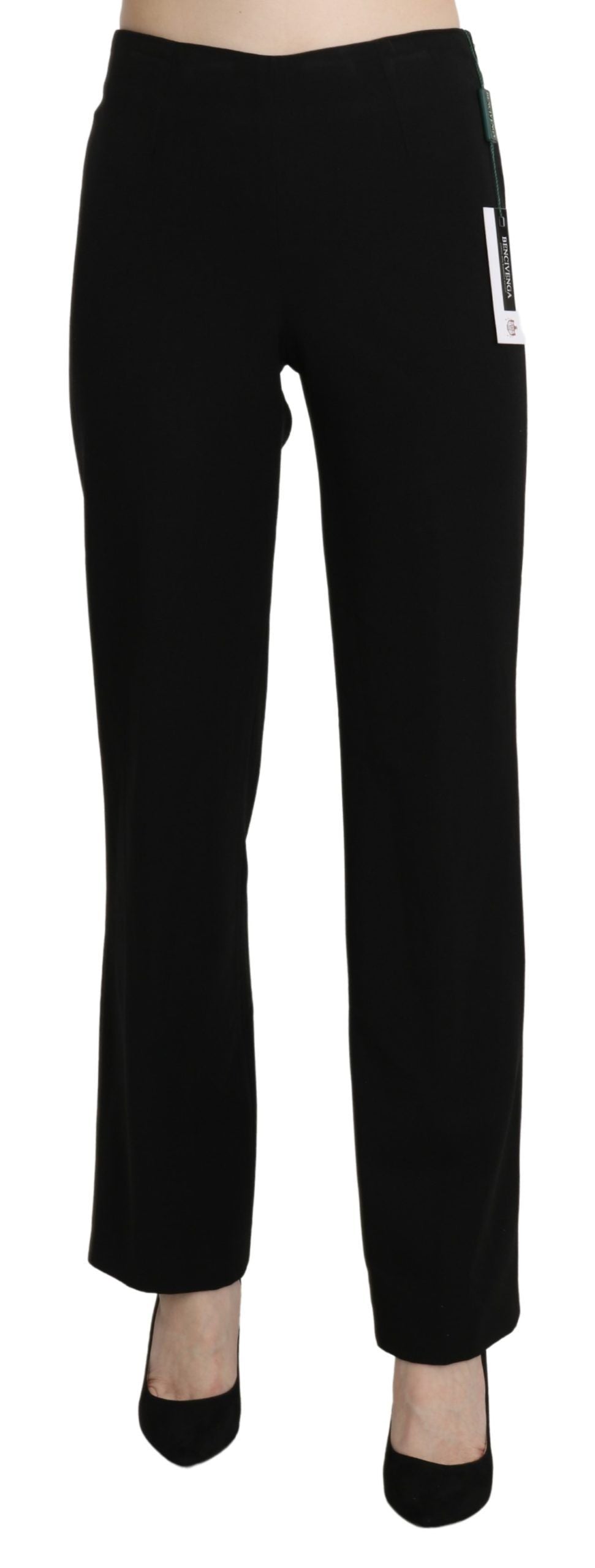 BENCIVENGA Black High Waist Straight Formal Dress Trouser