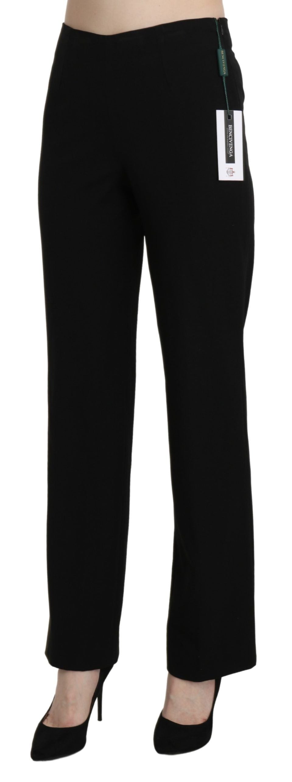 BENCIVENGA Black High Waist Straight Formal Dress Trouser