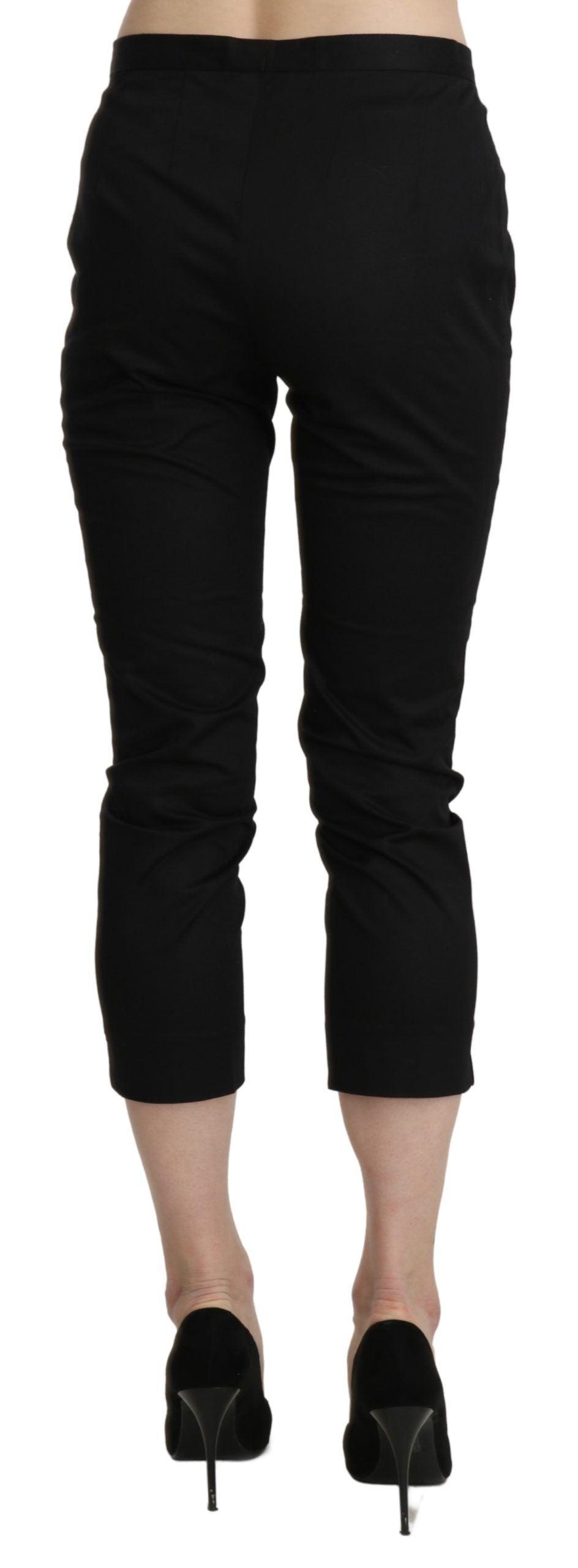 BENCIVENGA Black High Waist Skinny Cropped Dress Trouser Pants