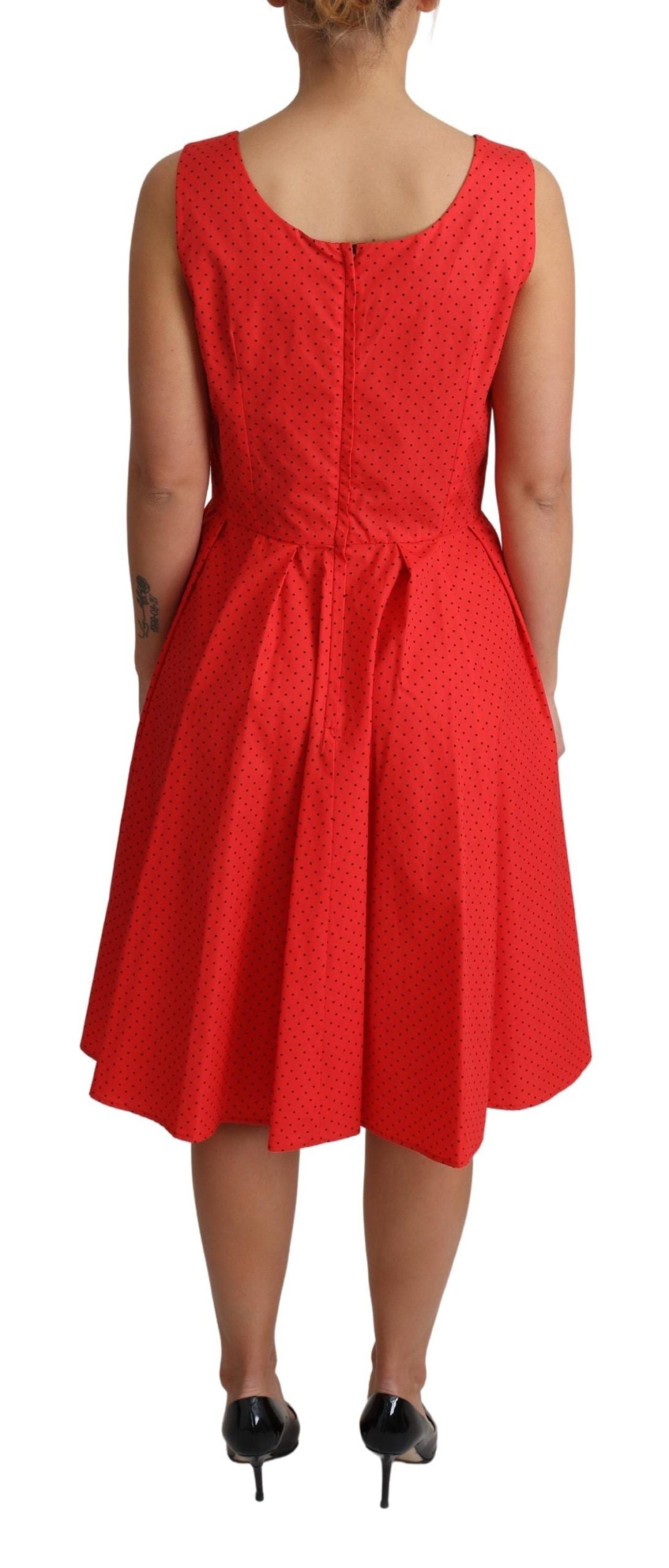 Dolce & Gabbana Red Polka Dotted Cotton A-Line  Dress