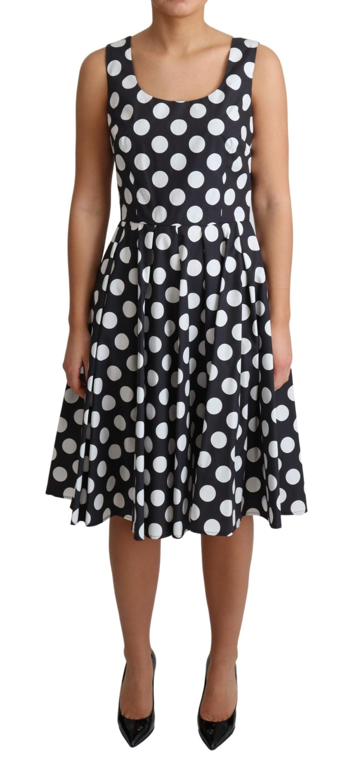 Dolce & Gabbana Blue Polka Dotted Cotton A-Line  Dress