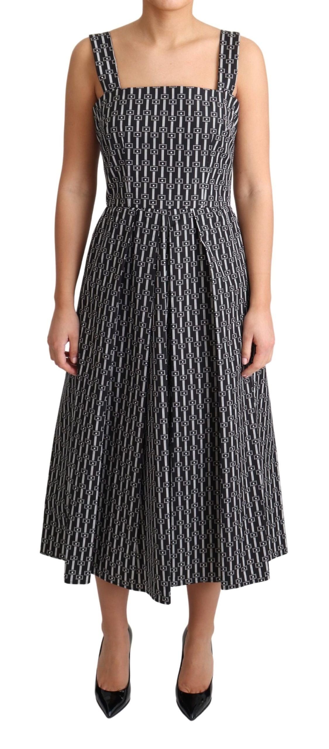 Dolce & Gabbana Black White Pattern Cotton A-Line Dress